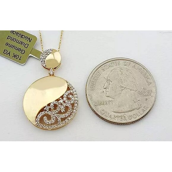 Genuine 1.20 Cts Diamond Pendant Necklace 10k Gold